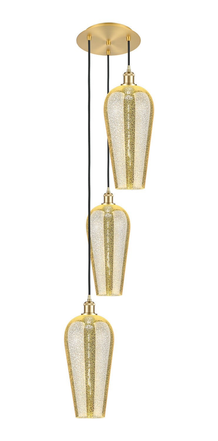 Innovations 113B-3P-SG-G456-8ME Three Light Pendant, Satin Gold