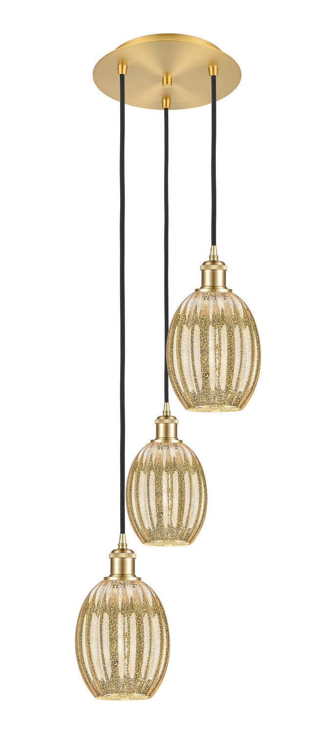 Innovations 113B-3P-SG-G459-6ME Three Light Pendant, Satin Gold