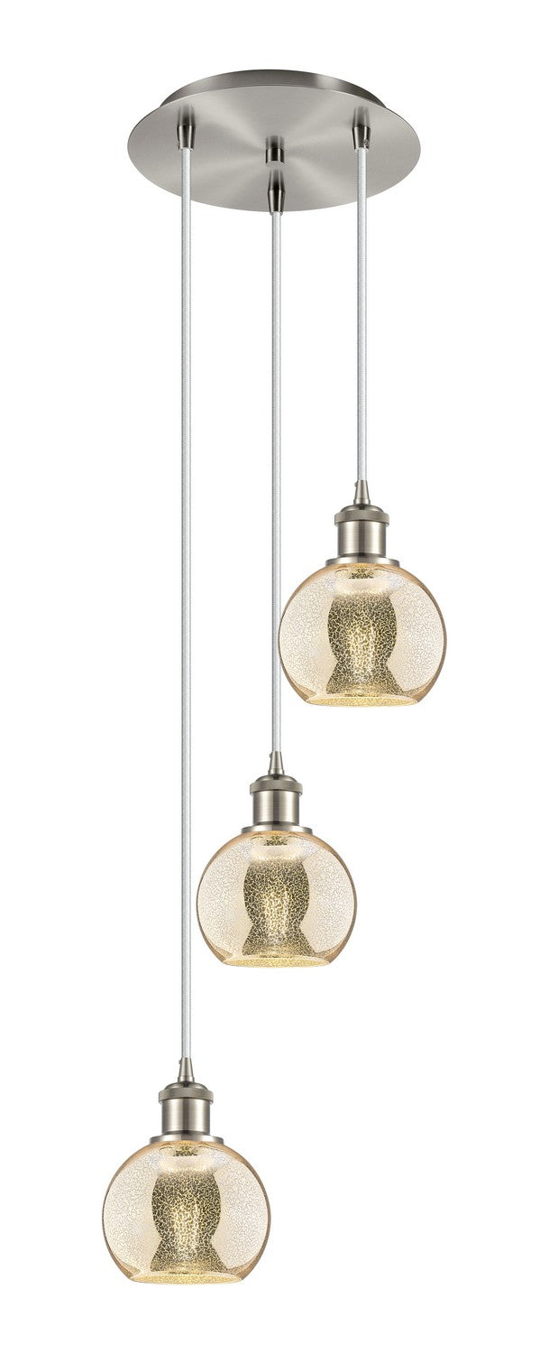 Innovations 113B-3P-SN-G128-6 Three Light Pendant, Brushed Satin Nickel
