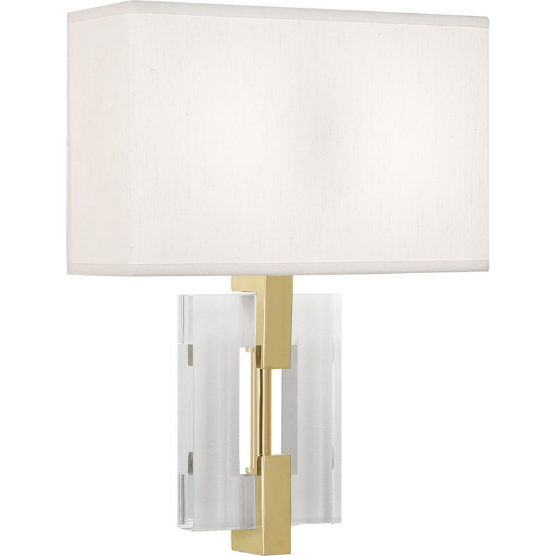 Robert Abbey 1009 Two Light Wall Sconce, Modern Brass w/ Crystal
