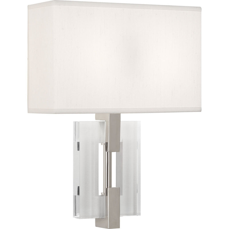 Robert Abbey 1010 Two Light Wall Sconce, Polished Nickel w/ Crystal