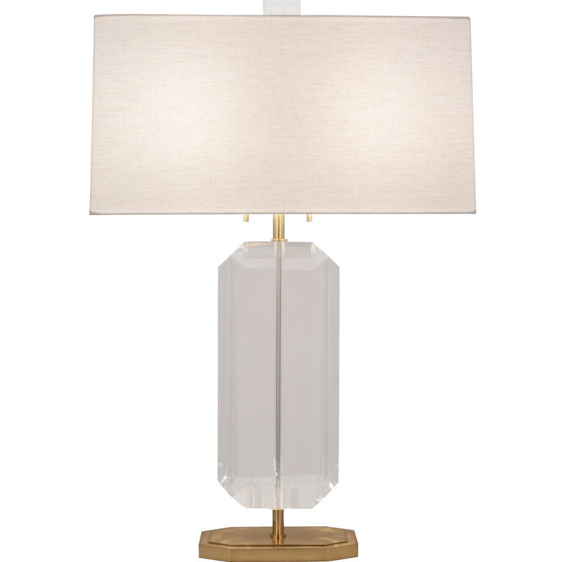 Robert Abbey 1196 Two Light Table Lamp, Modern Brass w/Clear Crystal