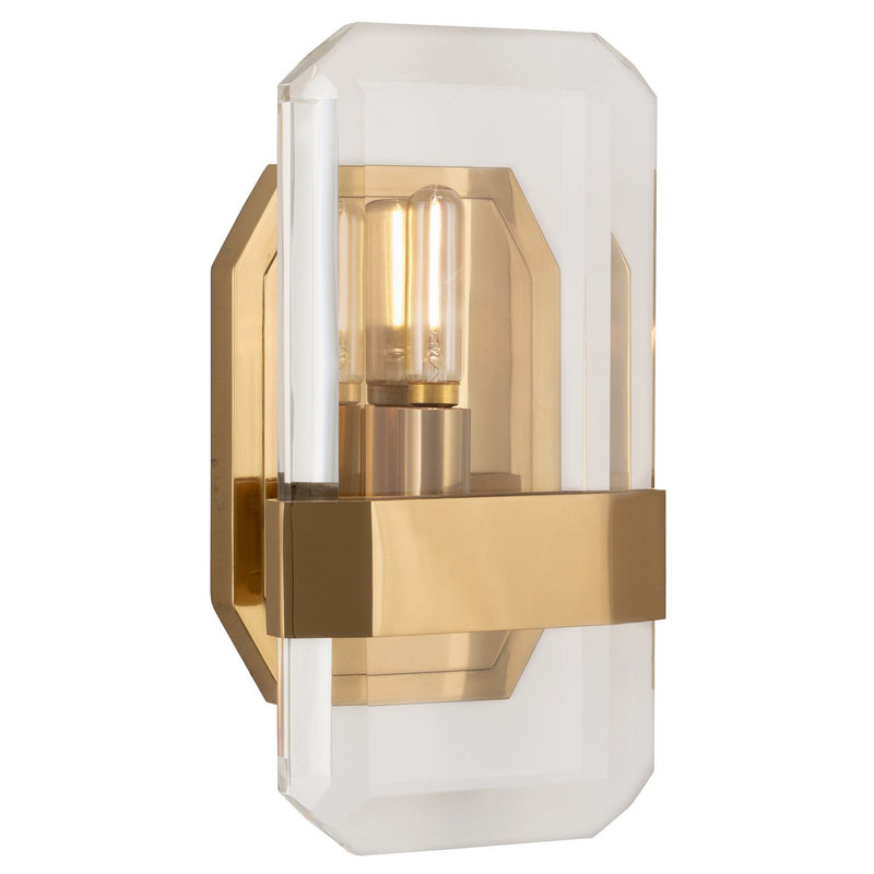 Robert Abbey 1198 One Light Wall Sconce, Modern Brass w/ Clear Crystal