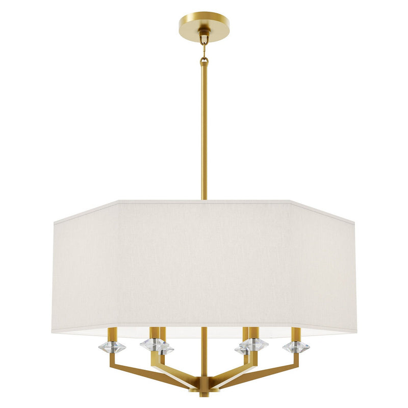 Robert Abbey 1199 Six Light Pendant, Modern Brass w/Clear Crystal