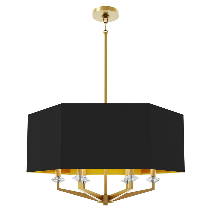 Robert Abbey 1199B Six Light Pendant, Modern Brass w/Clear Crystal