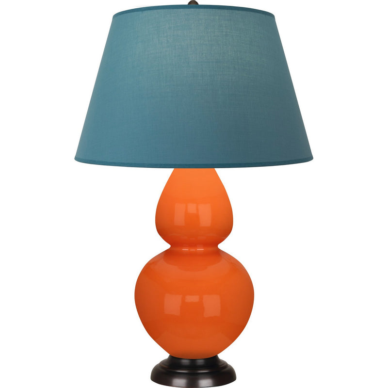 Robert Abbey 1645B One Light Table Lamp, Pumpkin Glazed Ceramic w/Deep Patina Bronze