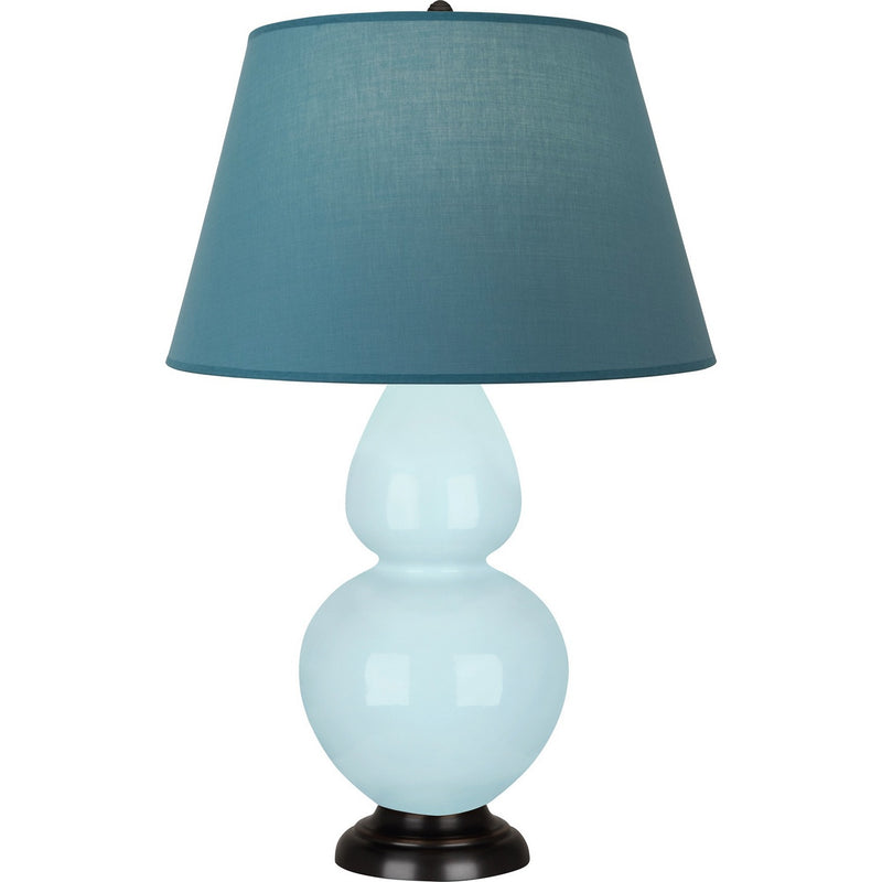 Robert Abbey 1646B One Light Table Lamp, Baby Blue Glazed Ceramic w/Deep Patina Bronze