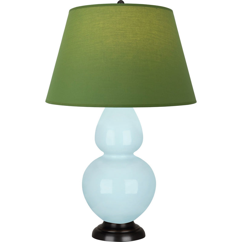 Robert Abbey 1646G One Light Table Lamp, Baby Blue Glazed Ceramic w/Deep Patina Bronze