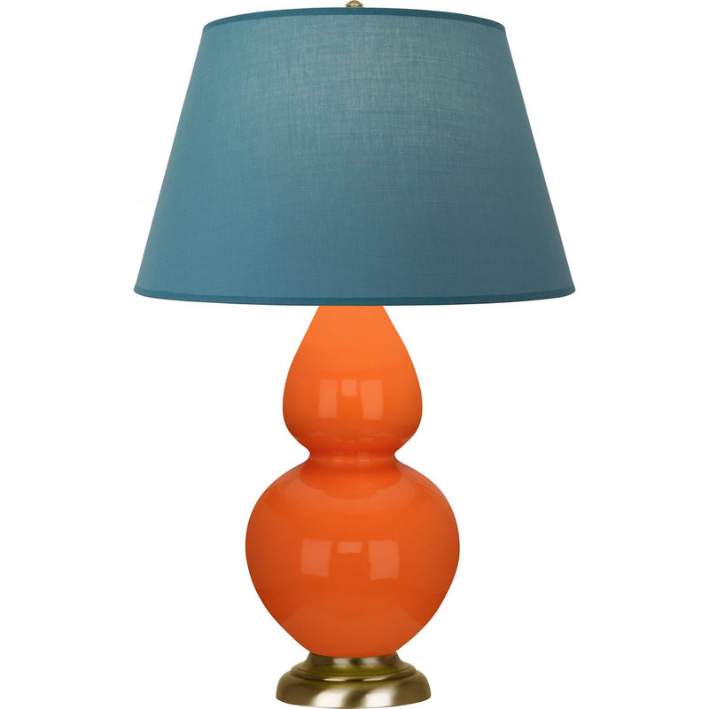 Robert Abbey 1665B One Light Table Lamp, Pumpkin Glazed Ceramic w/Antique Natural Brass