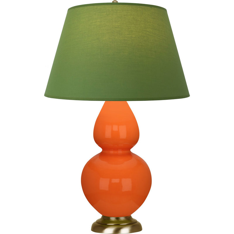 Robert Abbey 1665G One Light Table Lamp, Pumpkin Glazed Ceramic w/Antique Natural Brass