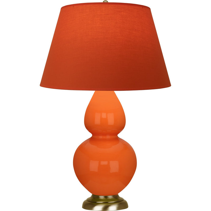 Robert Abbey 1665T One Light Table Lamp, Pumpkin Glazed Ceramic w/Antique Natural Brass
