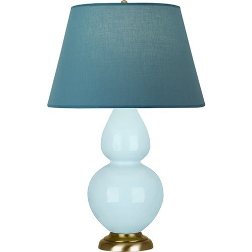 Robert Abbey 1666B One Light Table Lamp, Baby Blue Glazed Ceramic w/Antique Natural Brass