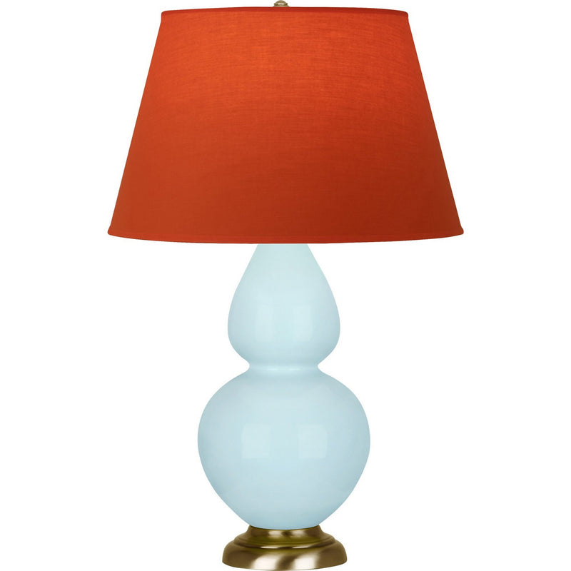 Robert Abbey 1666T One Light Table Lamp, Baby Blue Glazed Ceramic w/Antique Natural Brass