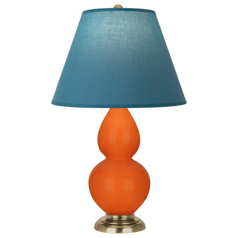 Robert Abbey 1685B One Light Accent Lamp, Pumpkin Glazed Ceramic w/Antique Natural Brass