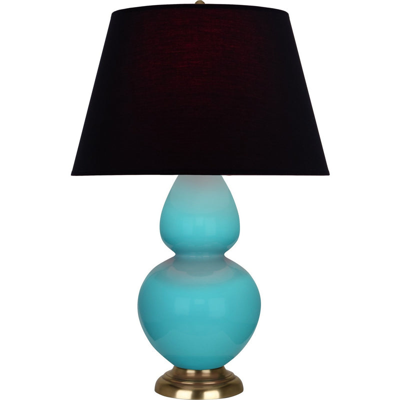 Robert Abbey 1740K One Light Table Lamp, Egg Blue Glazed Ceramic w/Antique Natural Brass
