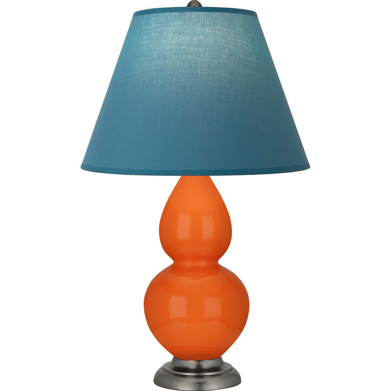 Robert Abbey 1695B One Light Accent Lamp, Pumpkin Glazed Ceramic w/Antique Silver