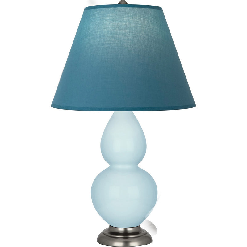 Robert Abbey 1696B One Light Accent Lamp, Baby Blue Glazed Ceramic w/Antique Silver