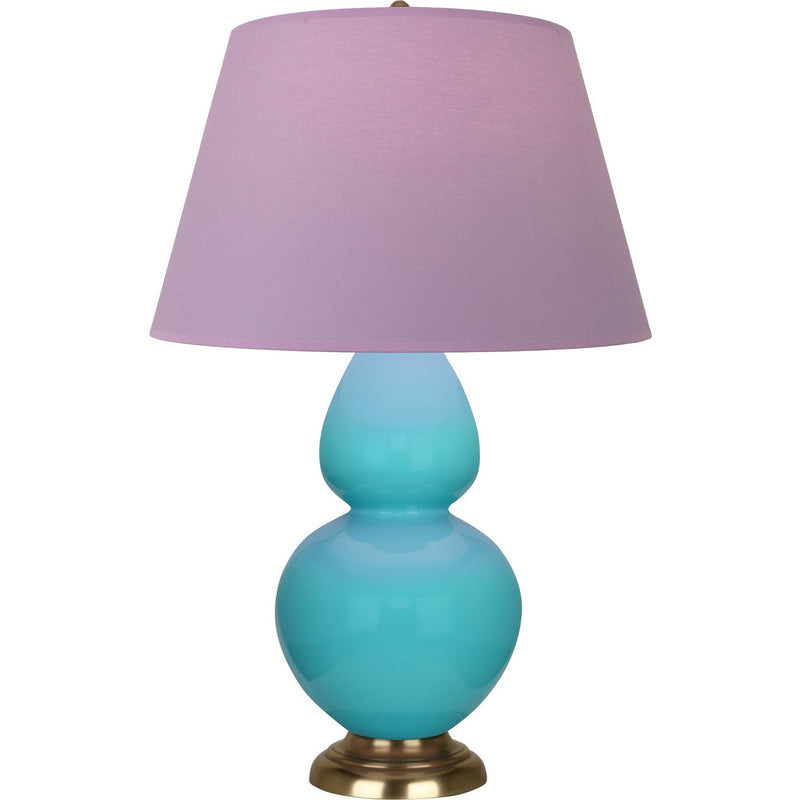 Robert Abbey 1740L One Light Table Lamp, Egg Blue Glazed Ceramic w/Antique Natural Brass
