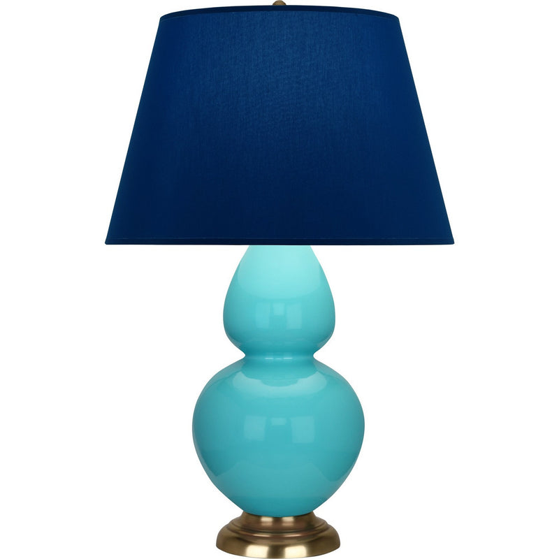 Robert Abbey 1740N One Light Table Lamp, Egg Blue Glazed Ceramic w/Antique Natural Brass