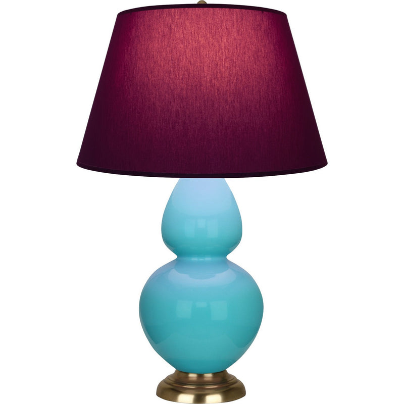 Robert Abbey 1740P One Light Table Lamp, Egg Blue Glazed Ceramic w/Antique Natural Brass