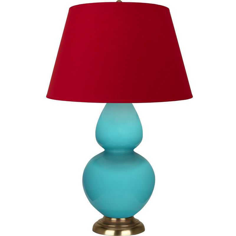 Robert Abbey 1740R One Light Table Lamp, Egg Blue Glazed Ceramic w/Antique Natural Brass