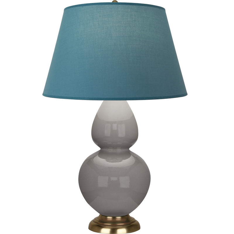 Robert Abbey 1748B One Light Table Lamp, Smokey Taupe Glazed Ceramic w/Antique Natural Brass