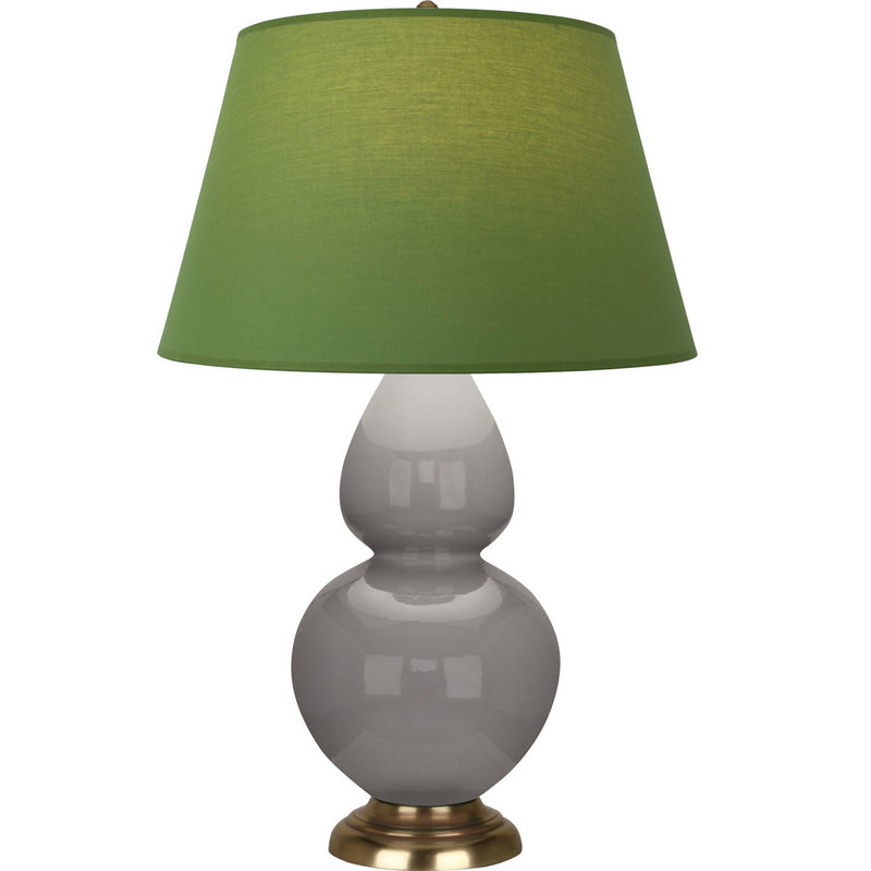 Robert Abbey 1748G One Light Table Lamp, Smokey Taupe Glazed Ceramic w/Antique Natural Brass