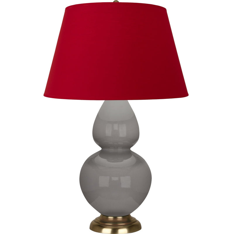Robert Abbey 1748R One Light Table Lamp, Smokey Taupe Glazed Ceramic w/Antique Natural Brass