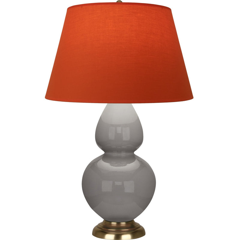 Robert Abbey 1748T One Light Table Lamp, Smokey Taupe Glazed Ceramic w/Antique Natural Brass