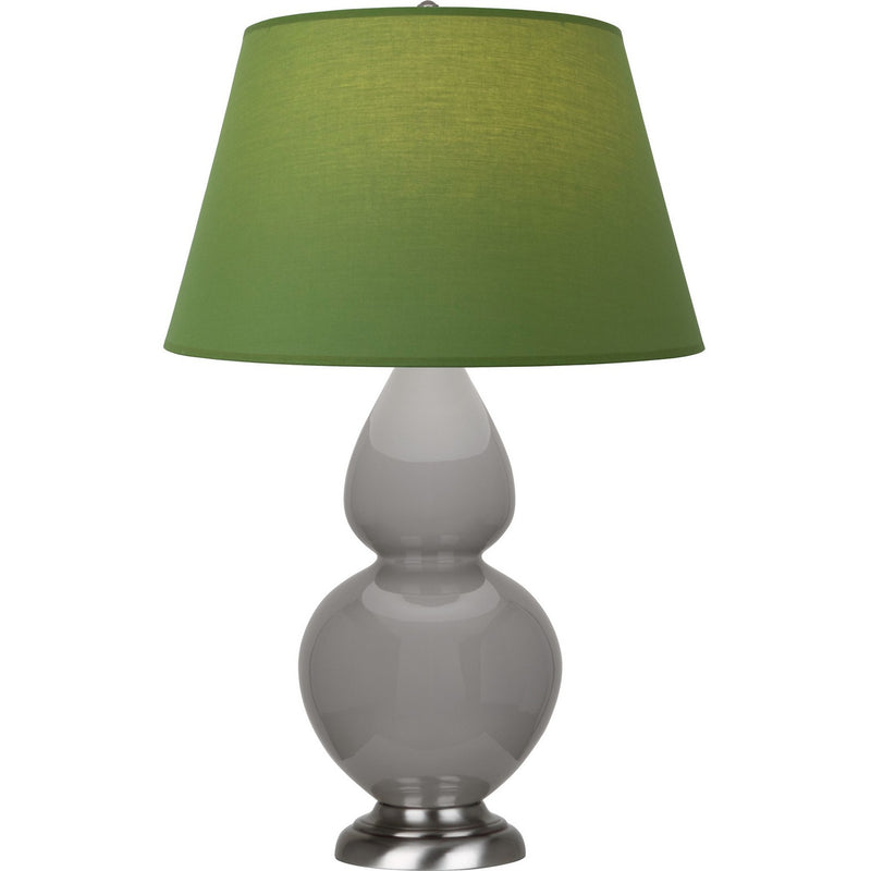Robert Abbey 1750G One Light Table Lamp, Smokey Taupe Glazed Ceramic w/Antique Silver
