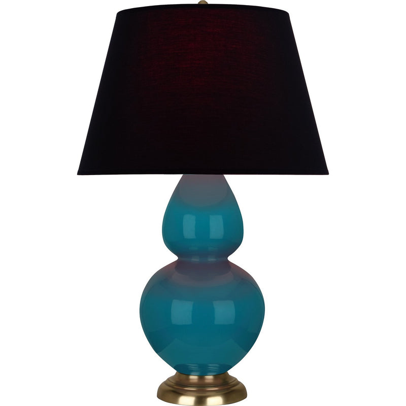 Robert Abbey 1751K One Light Table Lamp, Peacock Glazed Ceramic w/Antique Natural Brass