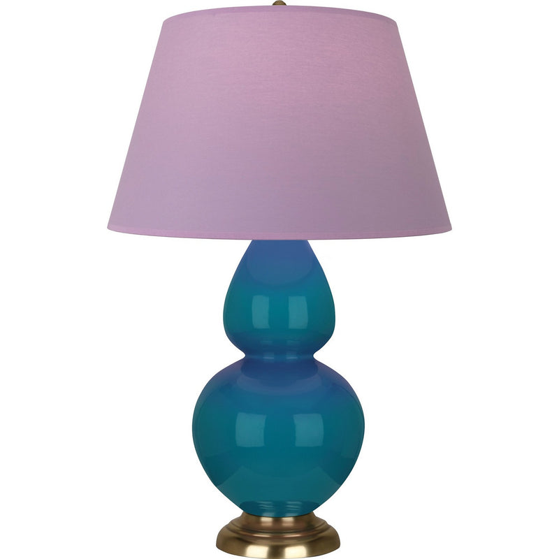 Robert Abbey 1751L One Light Table Lamp, Peacock Glazed Ceramic w/Antique Natural Brass