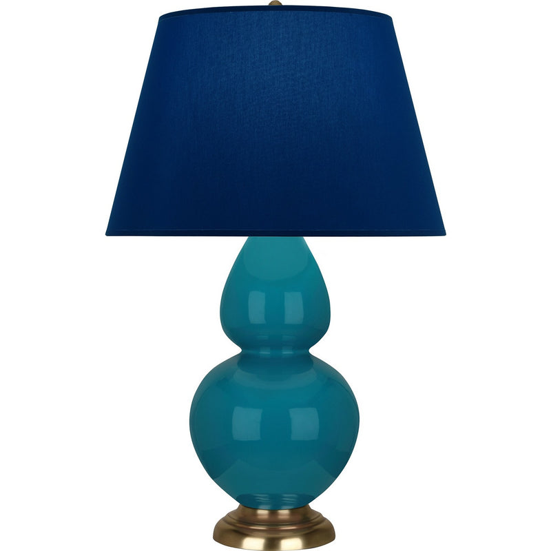 Robert Abbey 1751N One Light Table Lamp, Peacock Glazed Ceramic w/Antique Natural Brass