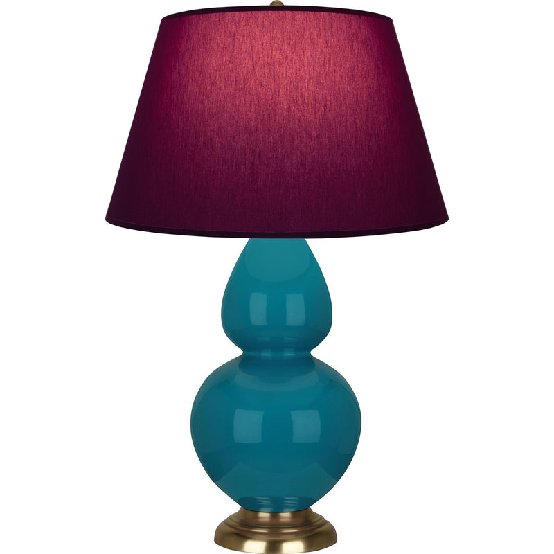 Robert Abbey 1751P One Light Table Lamp, Peacock Glazed Ceramic w/Antique Natural Brass