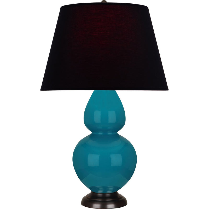 Robert Abbey 1752K One Light Table Lamp, Peacock Glazed Ceramic w/Deep Patina Bronze