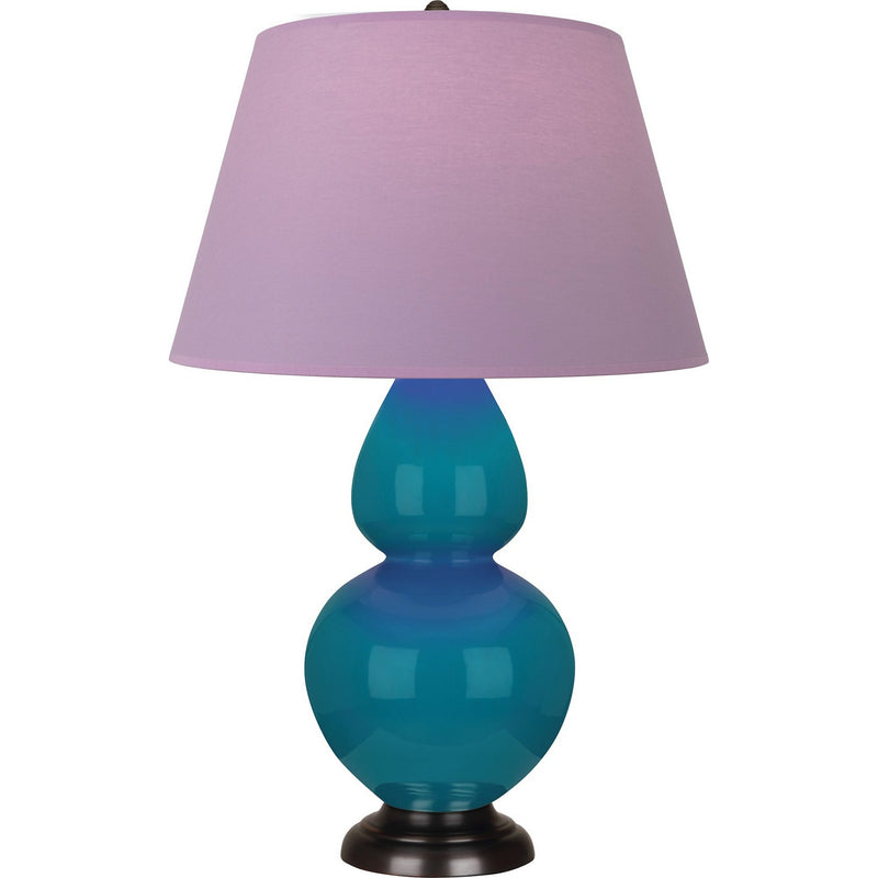 Robert Abbey 1752L One Light Table Lamp, Peacock Glazed Ceramic w/Deep Patina Bronze
