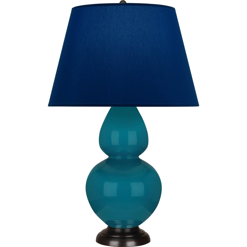 Robert Abbey 1752N One Light Table Lamp, Peacock Glazed Ceramic w/Deep Patina Bronze