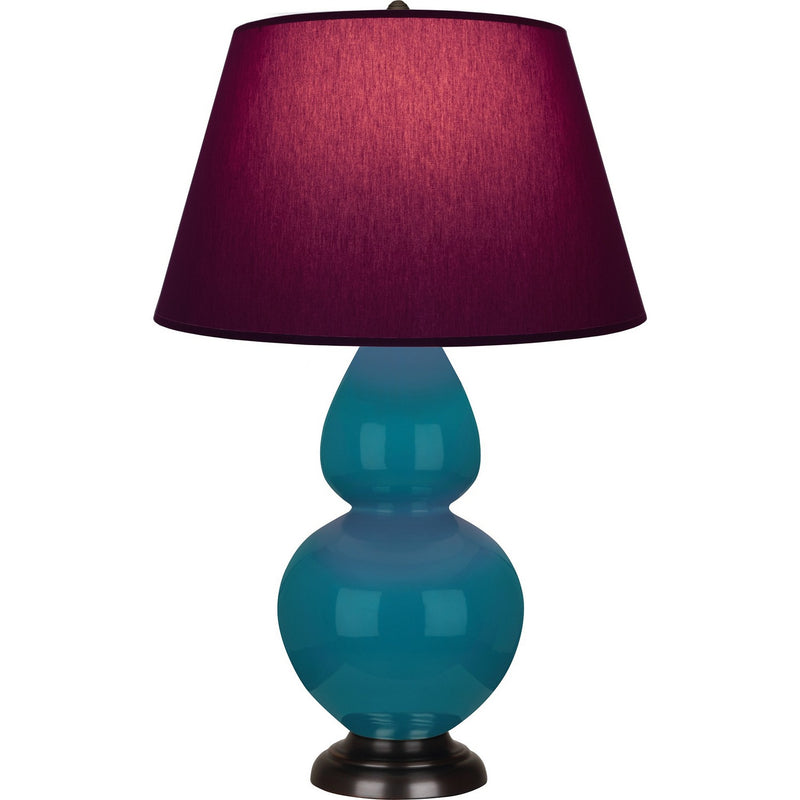 Robert Abbey 1752P One Light Table Lamp, Peacock Glazed Ceramic w/Deep Patina Bronze