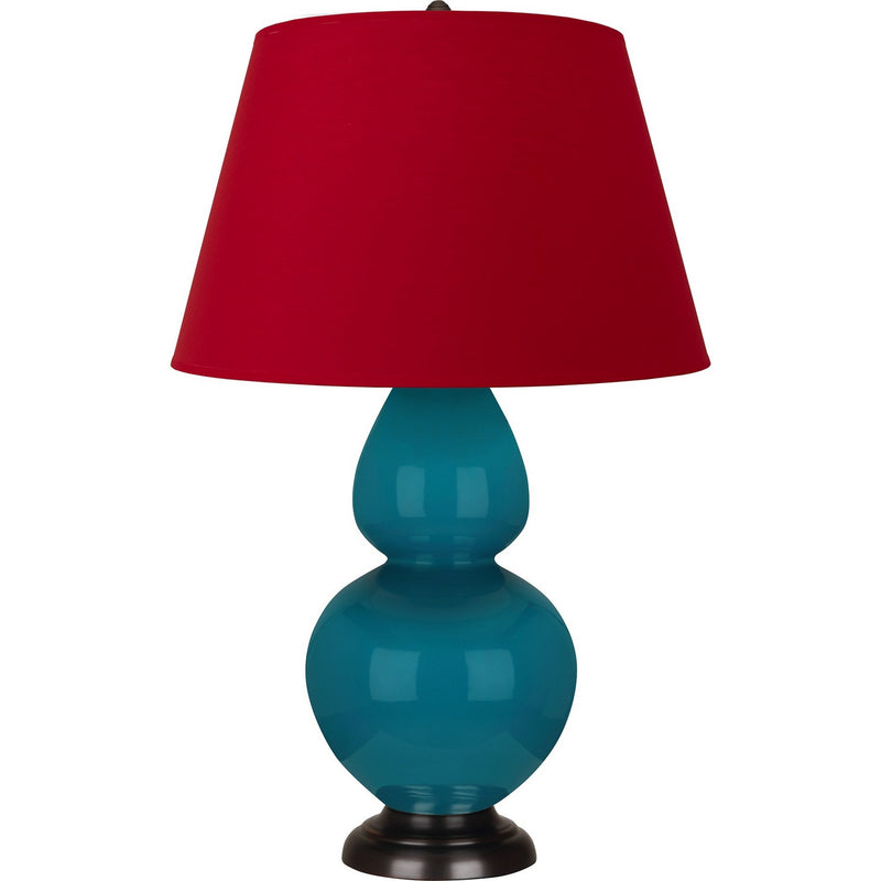 Robert Abbey 1752R One Light Table Lamp, Peacock Glazed Ceramic w/Deep Patina Bronze