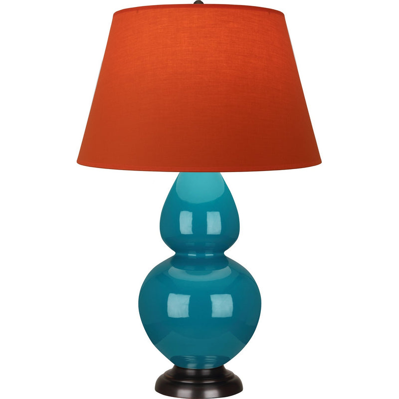 Robert Abbey 1752T One Light Table Lamp, Peacock Glazed Ceramic w/Deep Patina Bronze