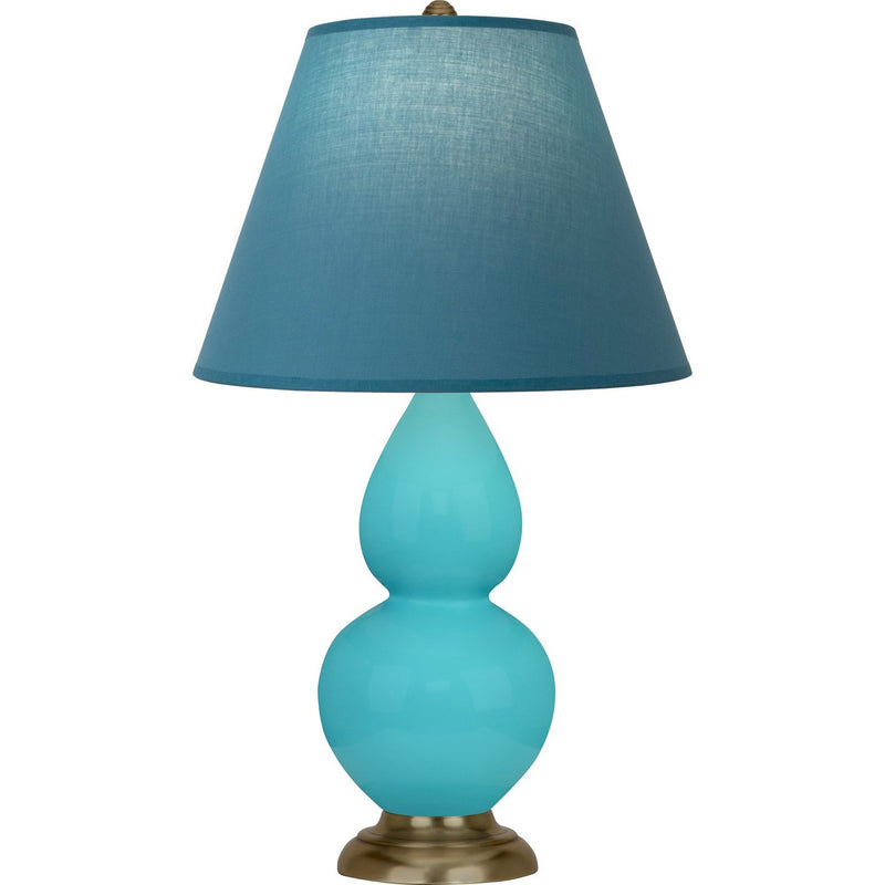 Robert Abbey 1760B One Light Accent Lamp, Egg Blue Glazed Ceramic w/Antique Natural Brass
