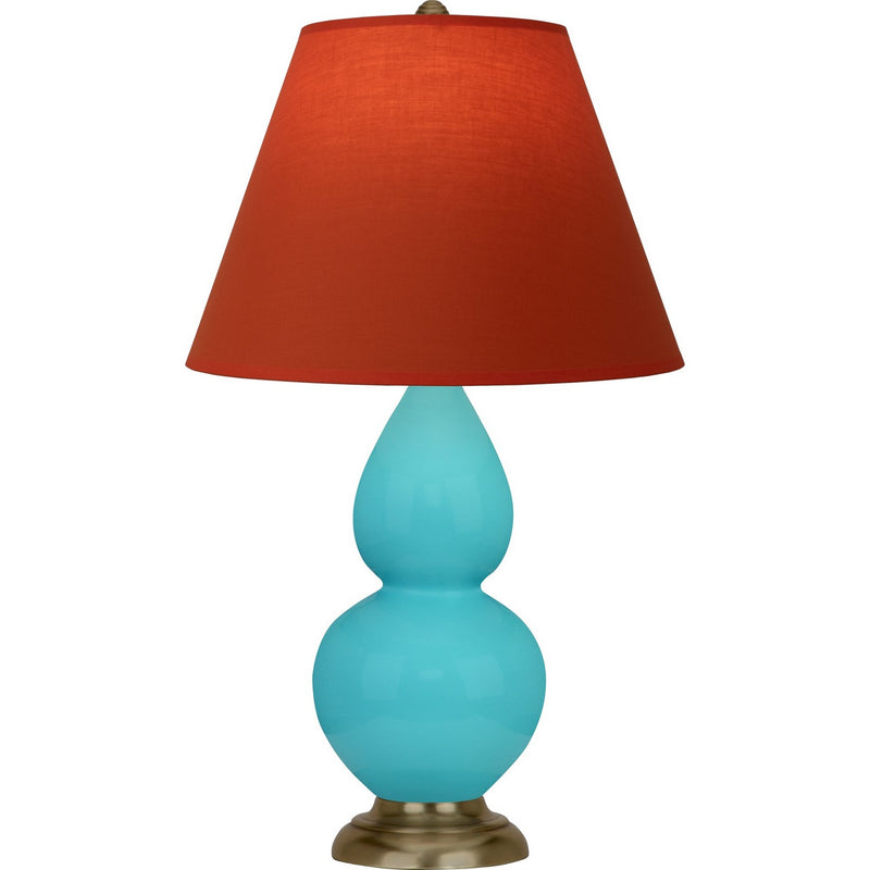 Robert Abbey 1760T One Light Accent Lamp, Egg Blue Glazed Ceramic w/Antique Natural Brass
