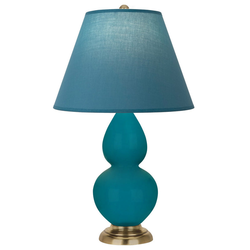 Robert Abbey 1771B One Light Accent Lamp, Peacock Glazed Ceramic w/Antique Natural Brass