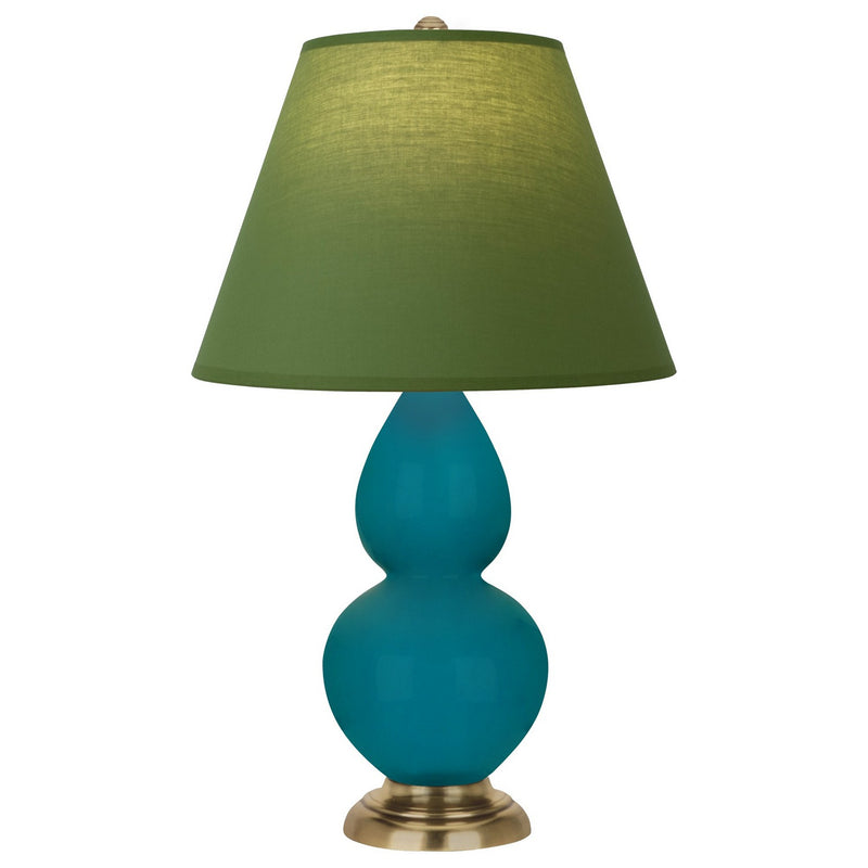 Robert Abbey 1771G One Light Accent Lamp, Peacock Glazed Ceramic w/Antique Natural Brass