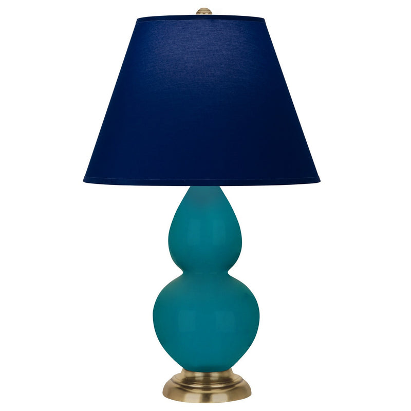 Robert Abbey 1771N One Light Accent Lamp, Peacock Glazed Ceramic w/Antique Natural Brass