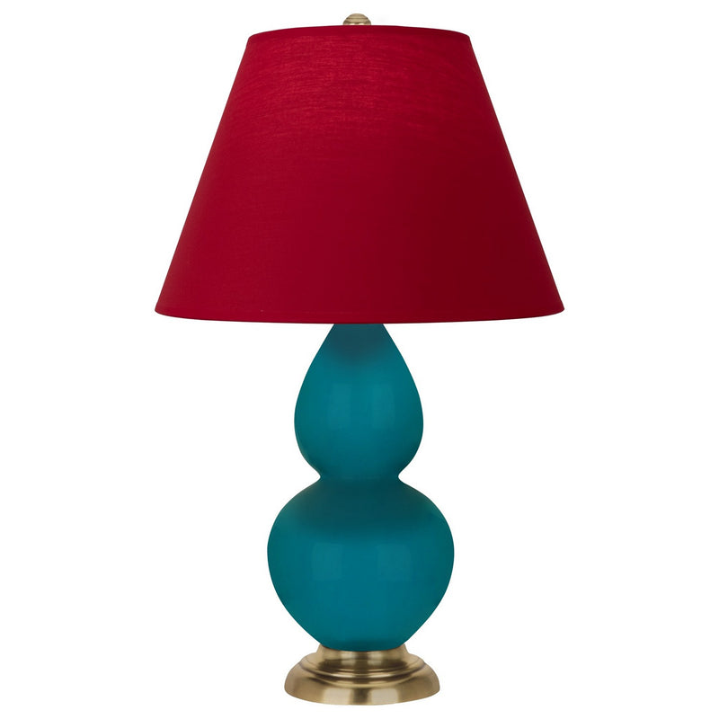 Robert Abbey 1771R One Light Accent Lamp, Peacock Glazed Ceramic w/Antique Natural Brass