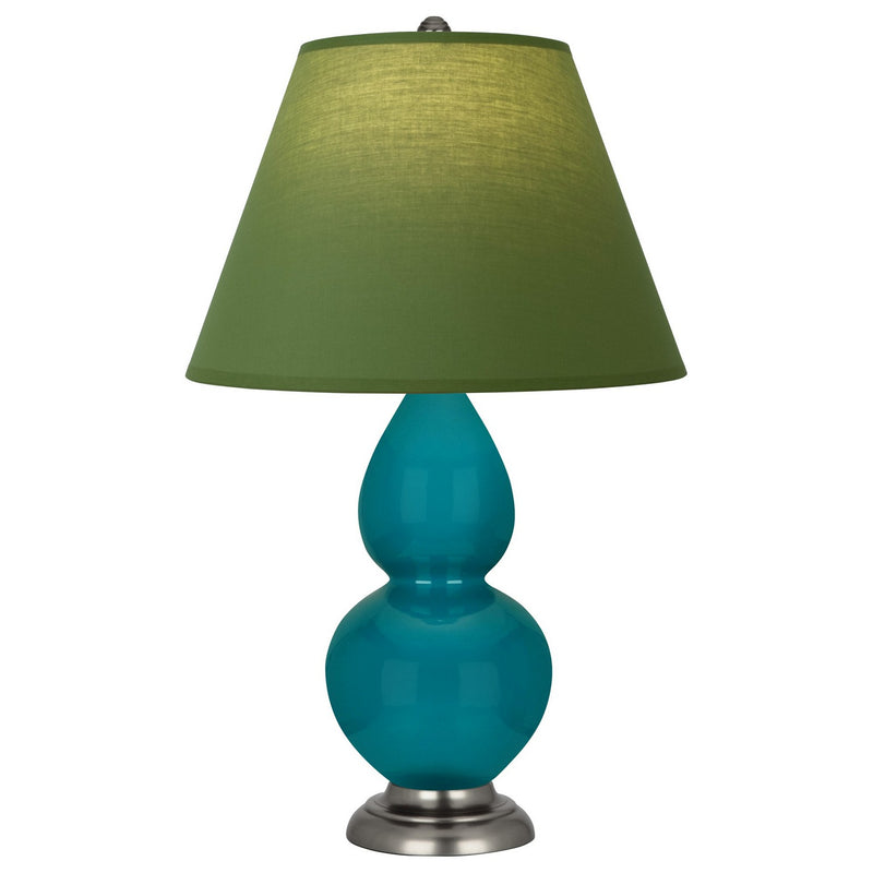 Robert Abbey 1773G One Light Accent Lamp, Peacock Glazed Ceramic w/Antique Silver