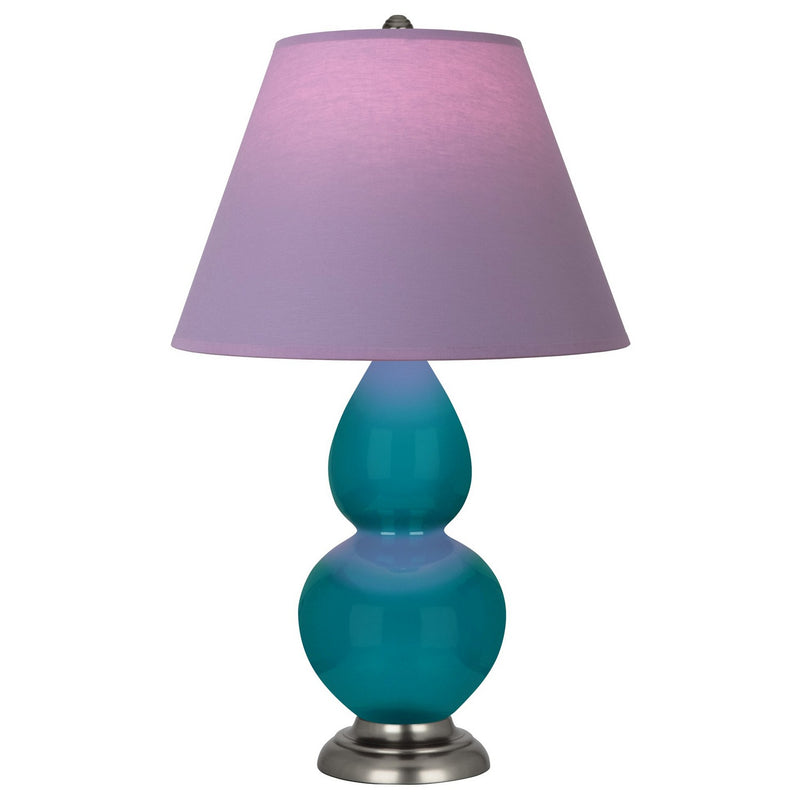 Robert Abbey 1773L One Light Accent Lamp, Peacock Glazed Ceramic w/Antique Silver