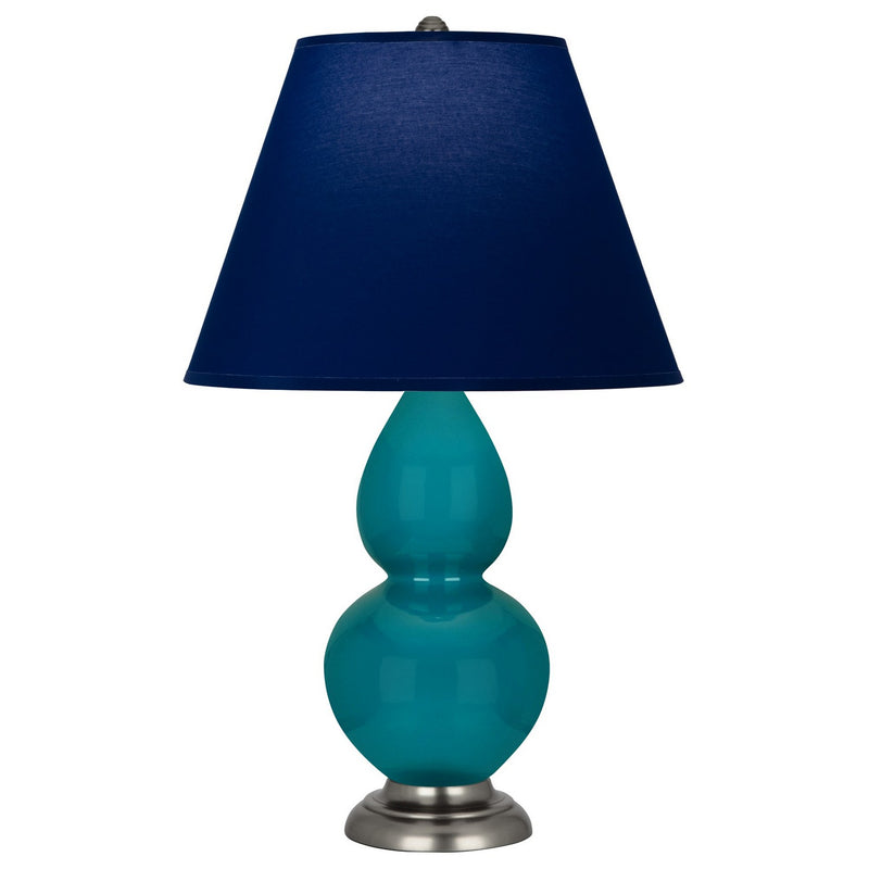 Robert Abbey 1773N One Light Accent Lamp, Peacock Glazed Ceramic w/Antique Silver