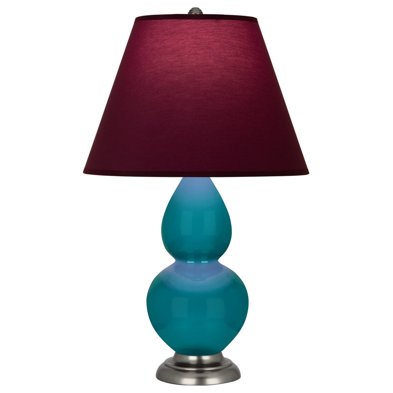Robert Abbey 1773P One Light Accent Lamp, Peacock Glazed Ceramic w/Antique Silver